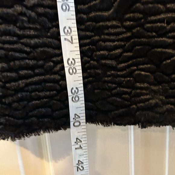 Utex Black Boucle lined Mid length Textured Faux Fur Swing Coat Vintage Size L - Picture 8 of 14